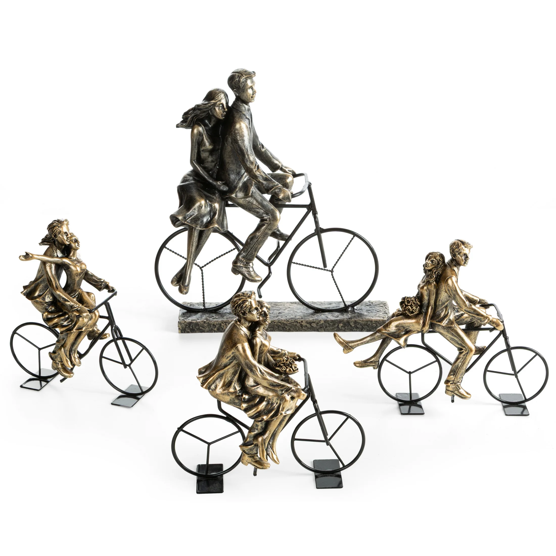 Figurka dekoracyjna złoto czarna przedstawiająca szczęśliwą parę 16x10x17 cm VELO