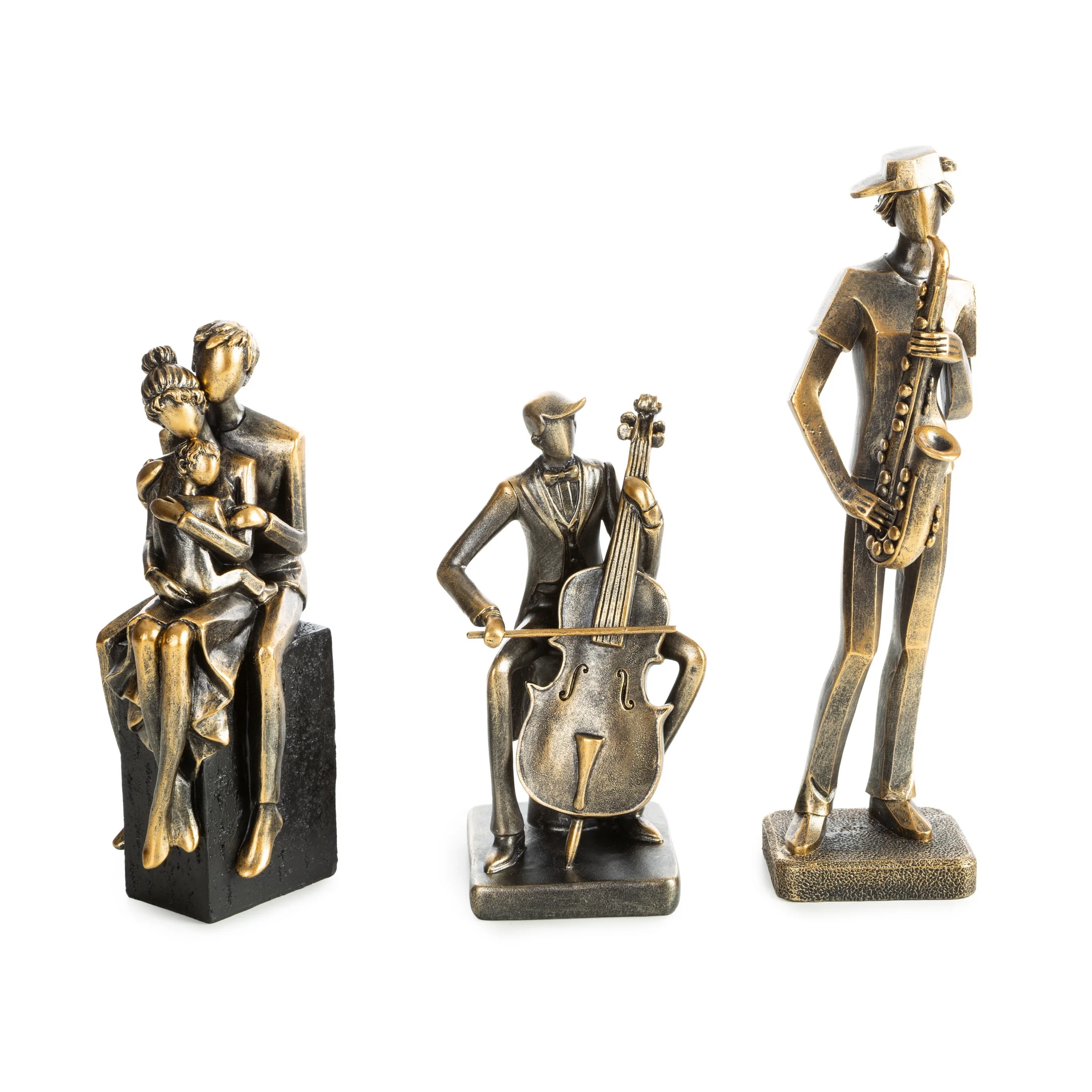 Figurka dekoracyjna złoto czarna z motywem saksofonisty 9x9x29 cm MELODY 1 Eurofirany