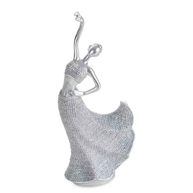Figurka srebrna w kształcie baletnicy o drobnym strukturalnym wzorze 8x5x20 cm ELDO Eurofirany