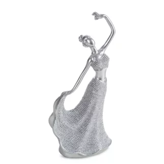 Figurka srebrna w kształcie baletnicy o drobnym strukturalnym wzorze 9x6x19 cm ELDO Eurofirany