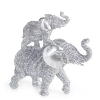 Figurka srebrna w kształcie słonia o drobnym strukturalnym wzorze 17x6x17 cm ELDO Eurofirany
