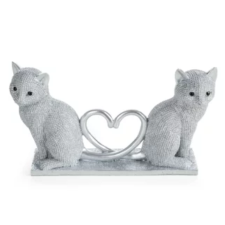 Figurka srebrna w kształcie uroczych kotków o drobnym strukturalnym wzorze 22x7x12 cm ELDO Eurofirany