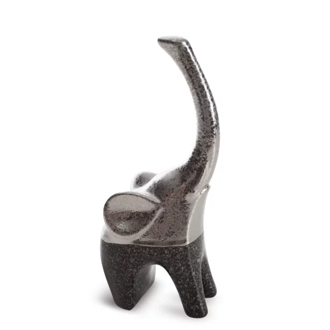 Figurka z glinki ceramicznej srebrno-stalowa słonia 10x7x22 cm LEO Eurofirany