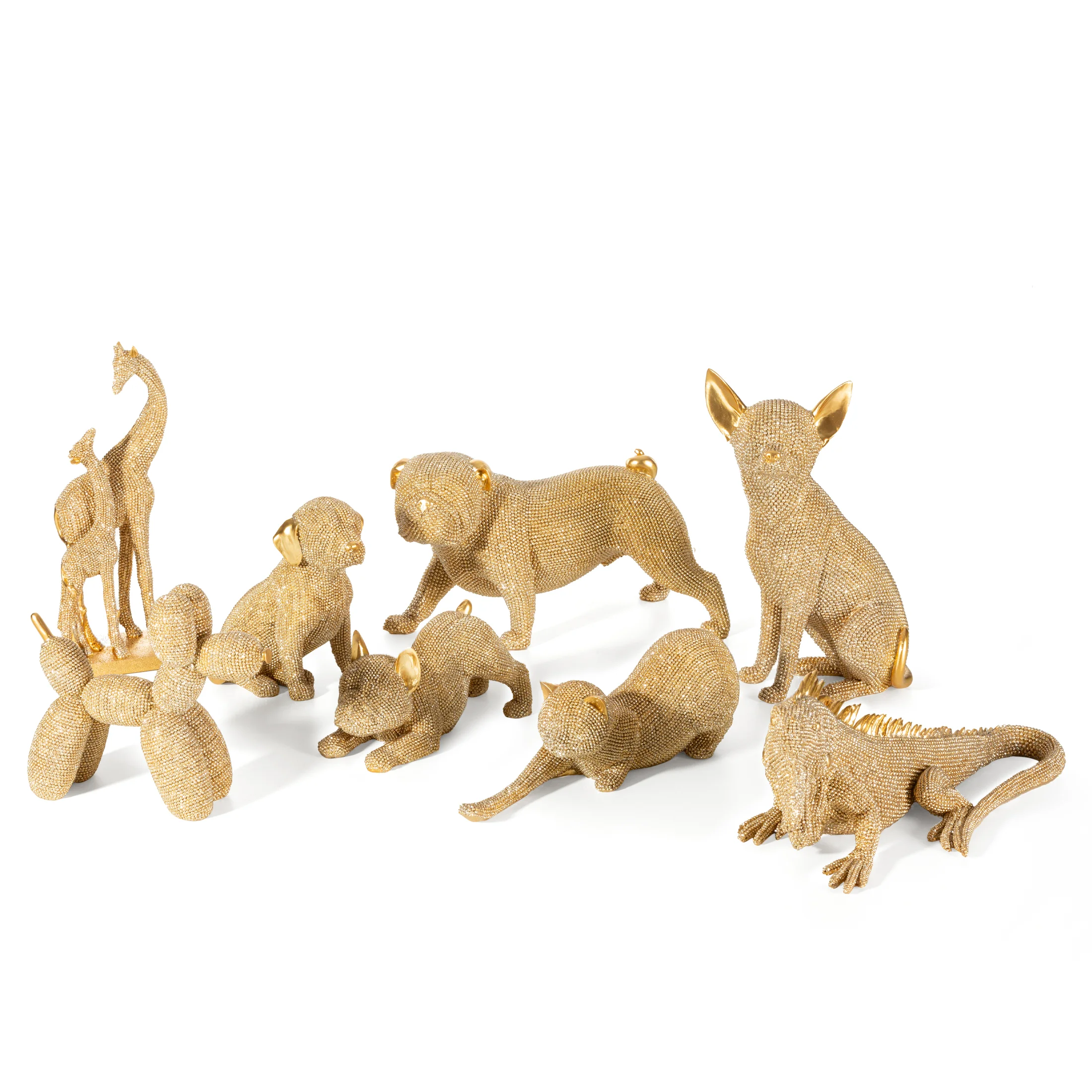 Figurka złota pies o drobnym strukturalnym wzorze 19x8x9 cm ELDO 5 Eurofirany