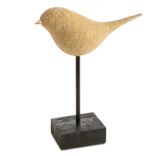 Figurka złota w kształcie ptaszka o drobnym strukturalnym wzorze 21x8x26 cm ELDO 2 Eurofirany
