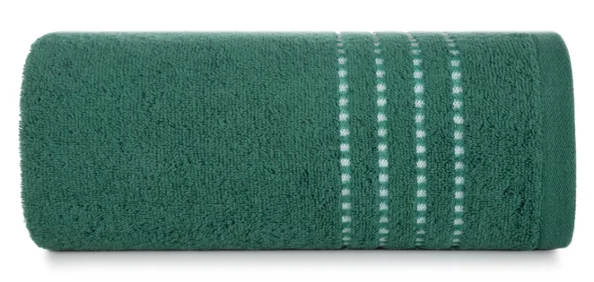 Ręcznik kąpielowy 50x90 cm bawełniany kolor ciemnozielony z ozdobnym stębnowaniem na bordiurze 500 g/m2 FIORE Eurofirany