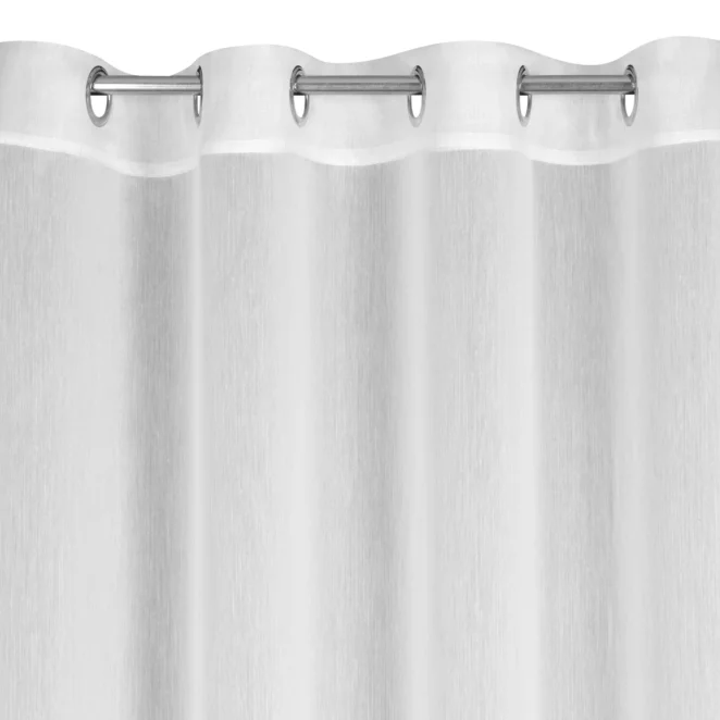 Firana biała o strukturze drobnego deszczyku przeplatana złotą nicią 140x250 cm przelotka LUNA Eurofirany