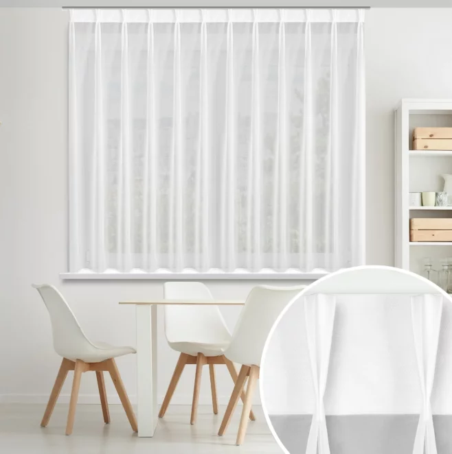 Firana biała z gładkiego woalu 230x170 cm system flex - LUCY Eurofirany