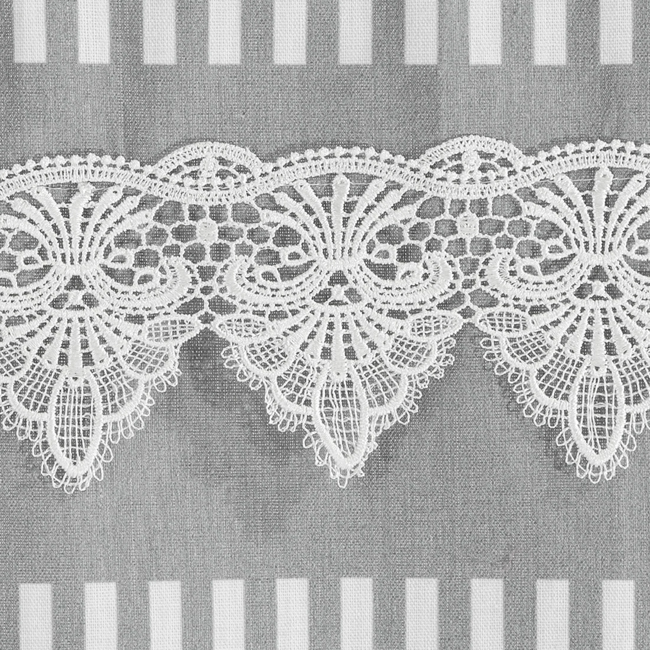 Firana do kuchni zazdrostka 30x150 cm szara z piękną koronką