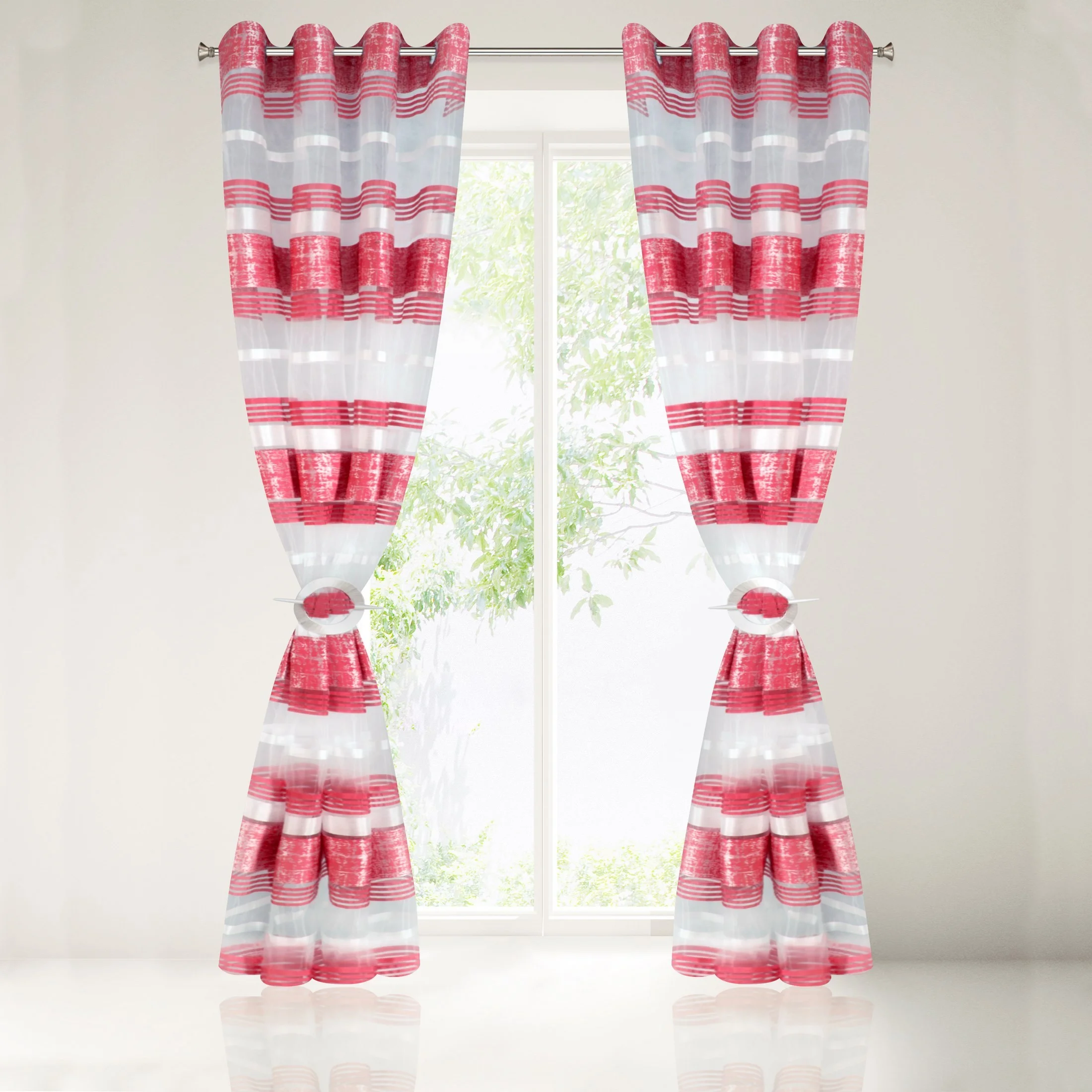 Firana gotowa poziome pasy 140x250cm organdyna