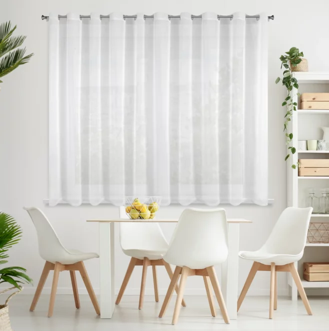 Firana biała z gładkiego matowego woalu 400x150 cm przelotka LUCY Eurofirany