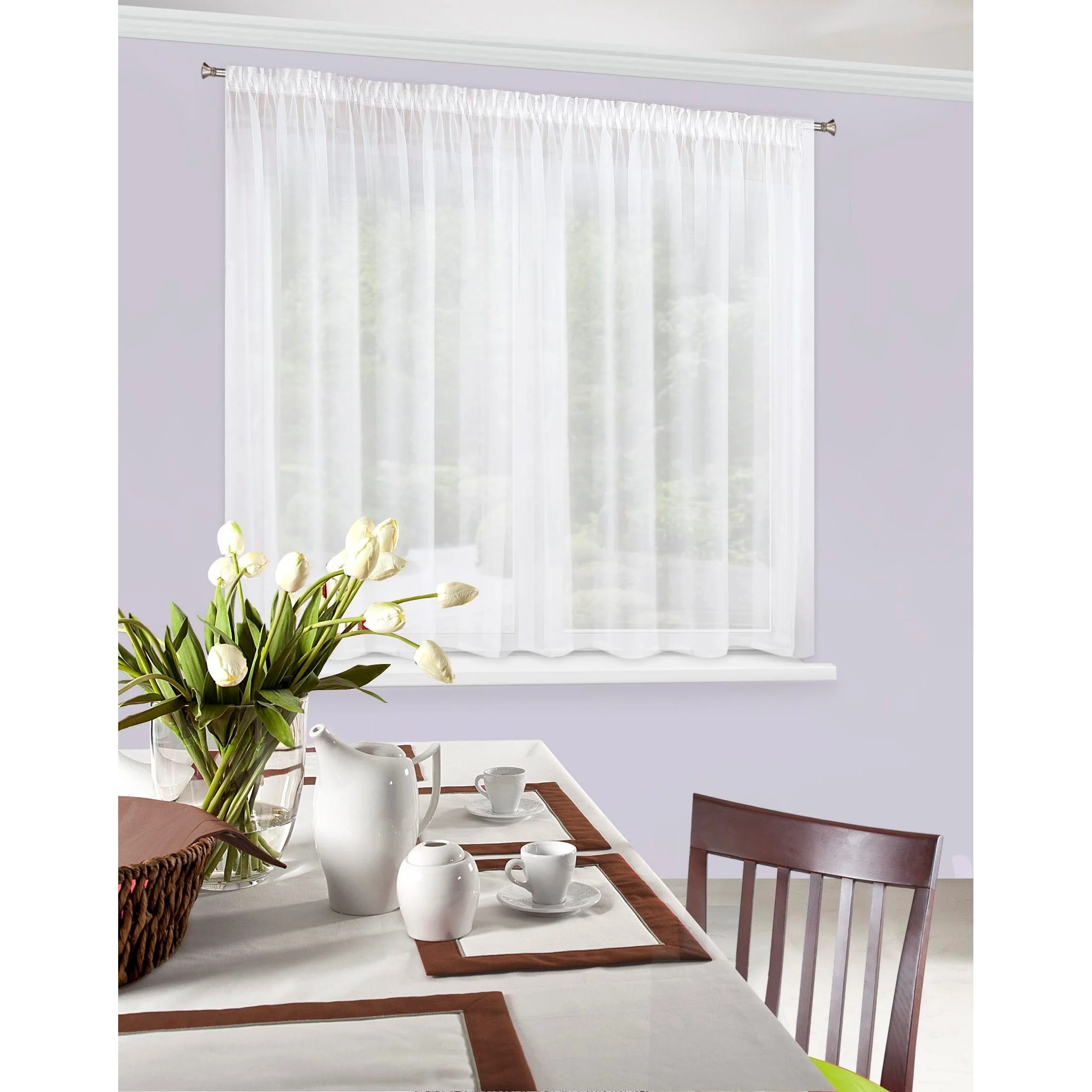 Firana biała z gładkiego matowego woalu 350x150 cm taśma LUCY Eurofirany