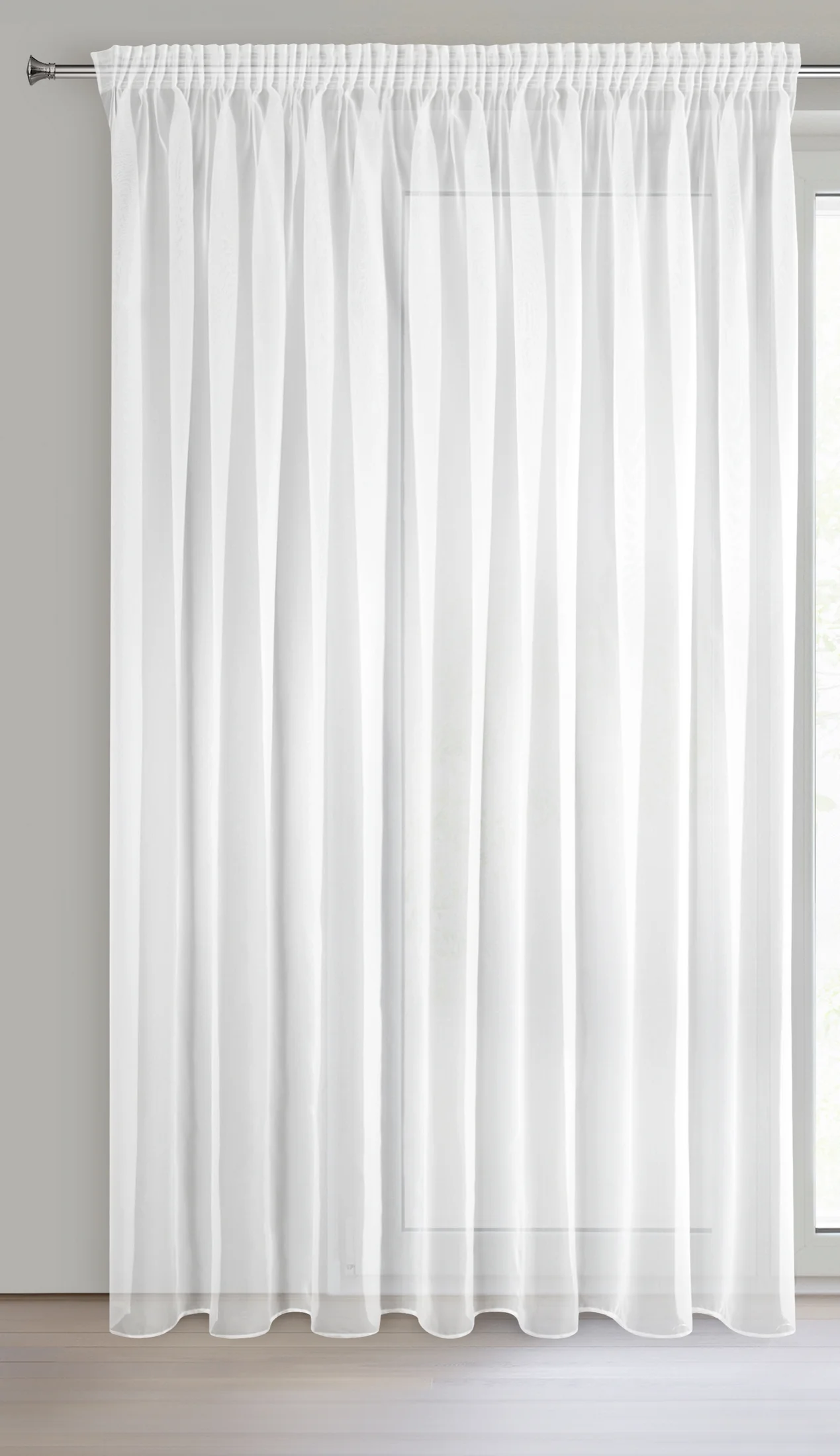 Firana biała z gładkiego matowego woalu 300x270 cm taśma LUCY Eurofirany