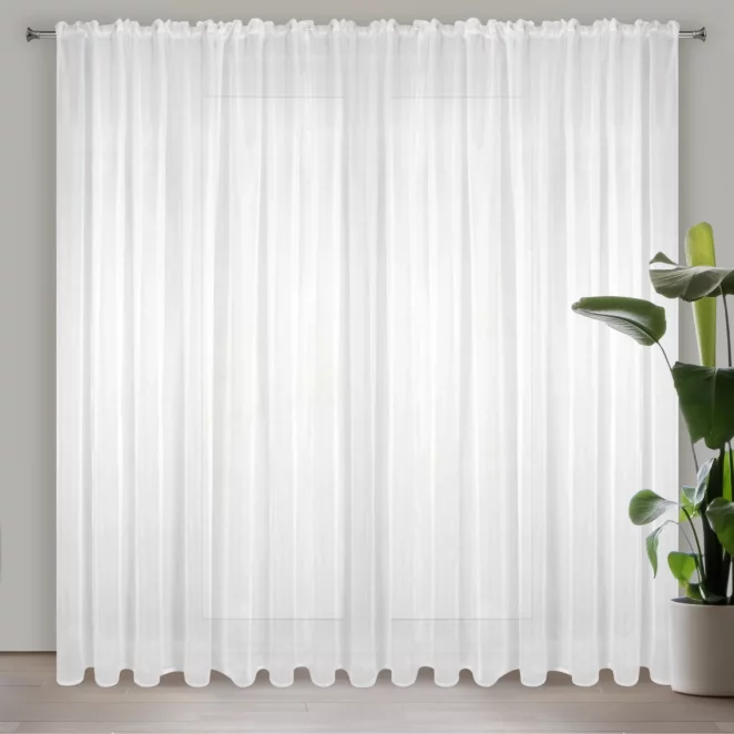Firana biała z gładkiego matowego woalu 400x270 cm taśma LUCY Eurofirany