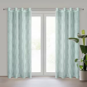 Firana miętowa zdobiona aplikacją 140x250 cm przelotka ALENI Eurofirany