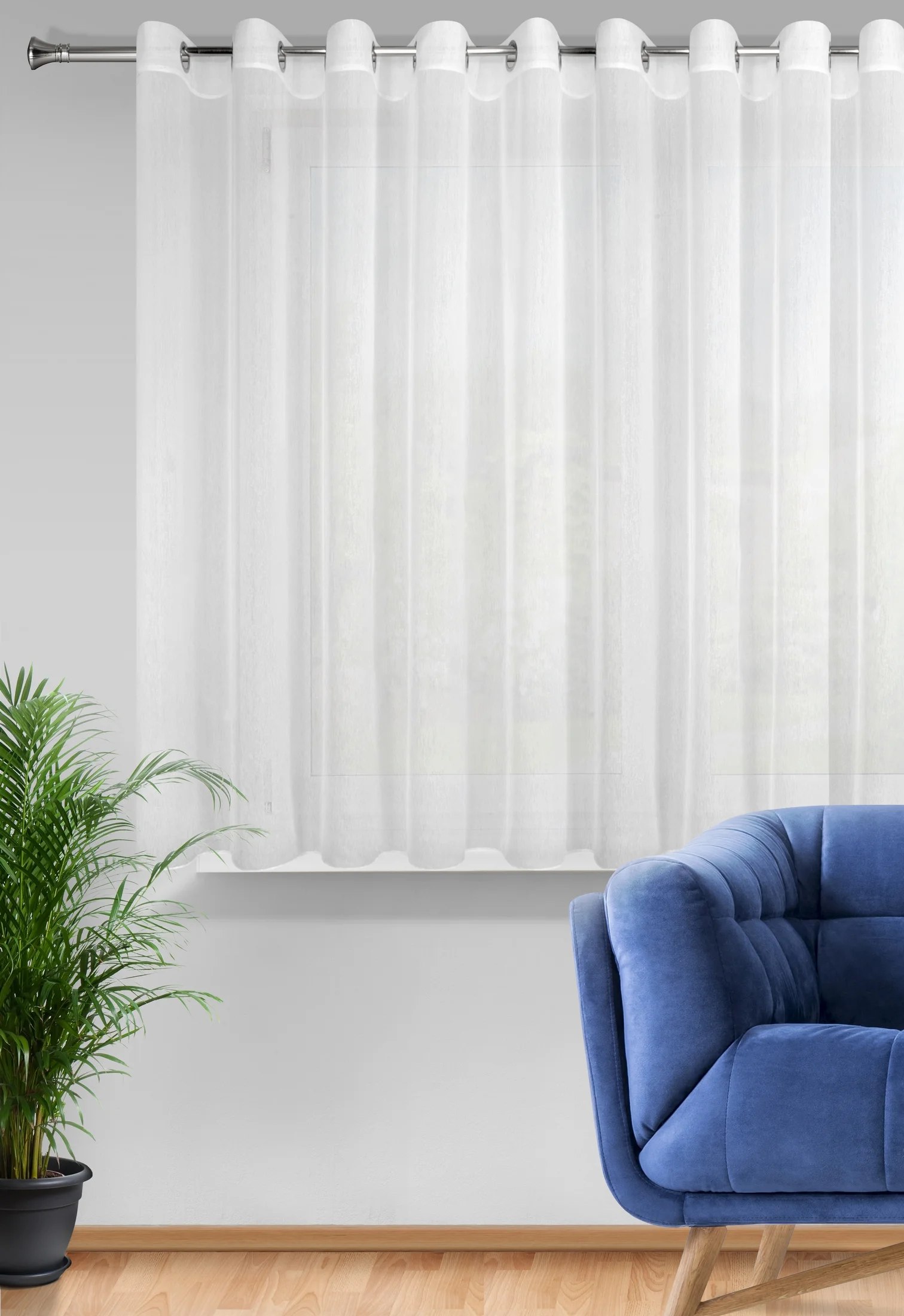 Firana biała o strukturze drobnego deszczyku wzór poziomy 300x150 cm przelotka REBECCA Eurofirany