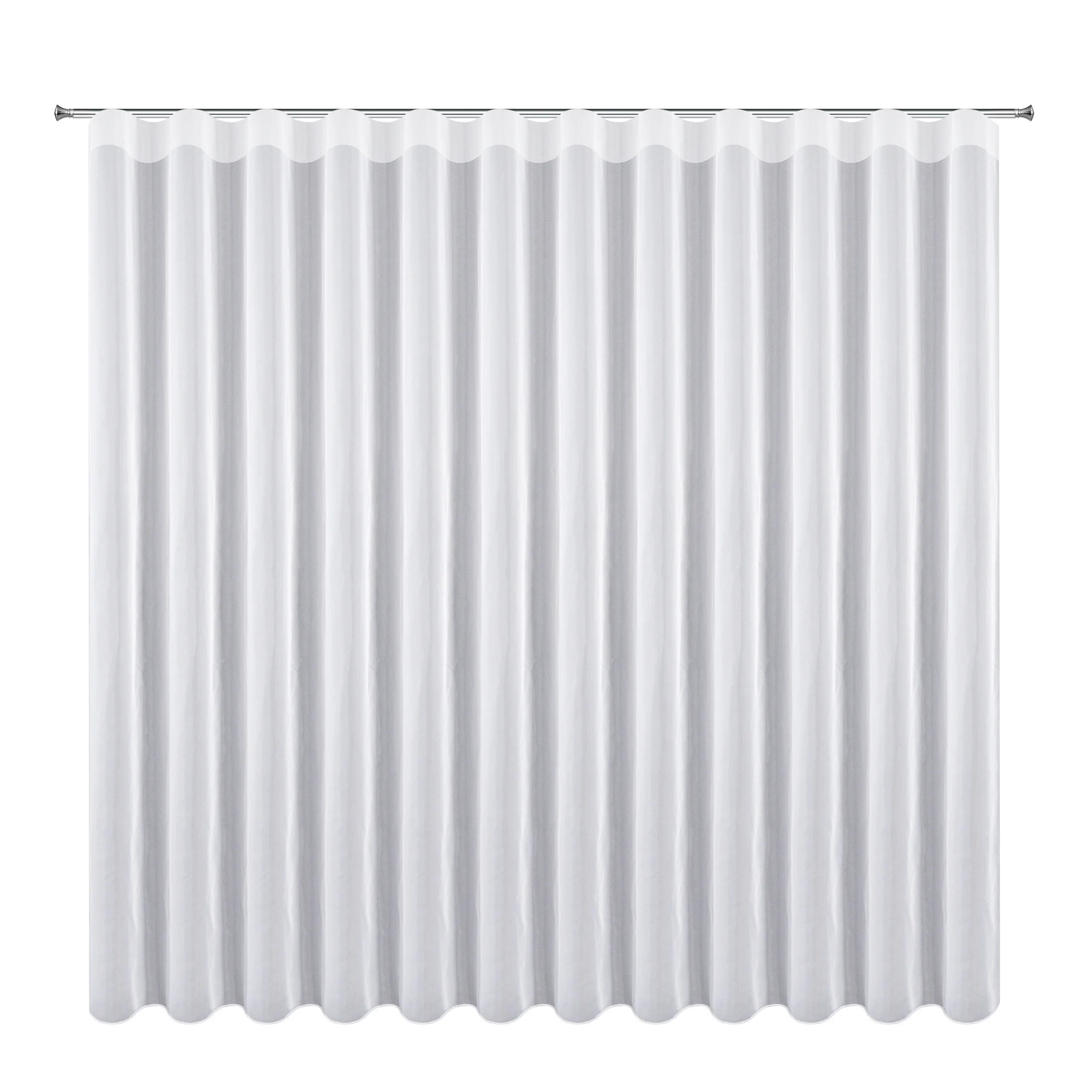 Firana biała z gładkiego mlecznego woalu wykończona szwem obciążającym VIOLET 200x240 cm fala 1:2 Eurofirany