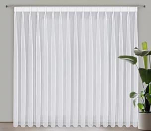 Firana biała z gładkiego mlecznego woalu wykończona szwem obciążającym VIOLET 200x280 cm flex 1:2 Eurofirany
