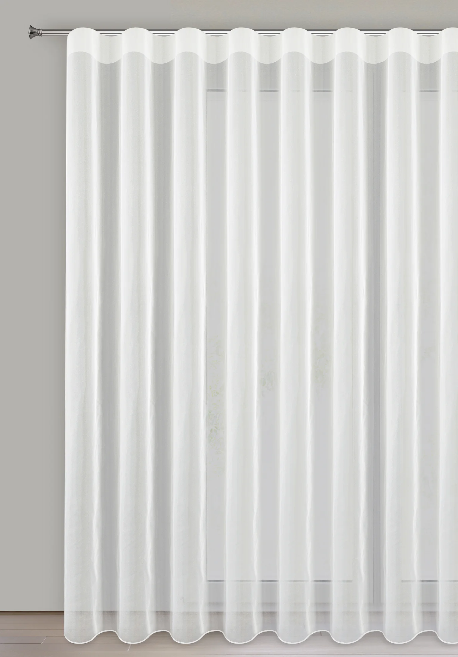 Firana kremowa z gładkiego mlecznego woalu wykończona szwem obciążającym VIOLET 200x230 cm fala 1:2 Eurofirany