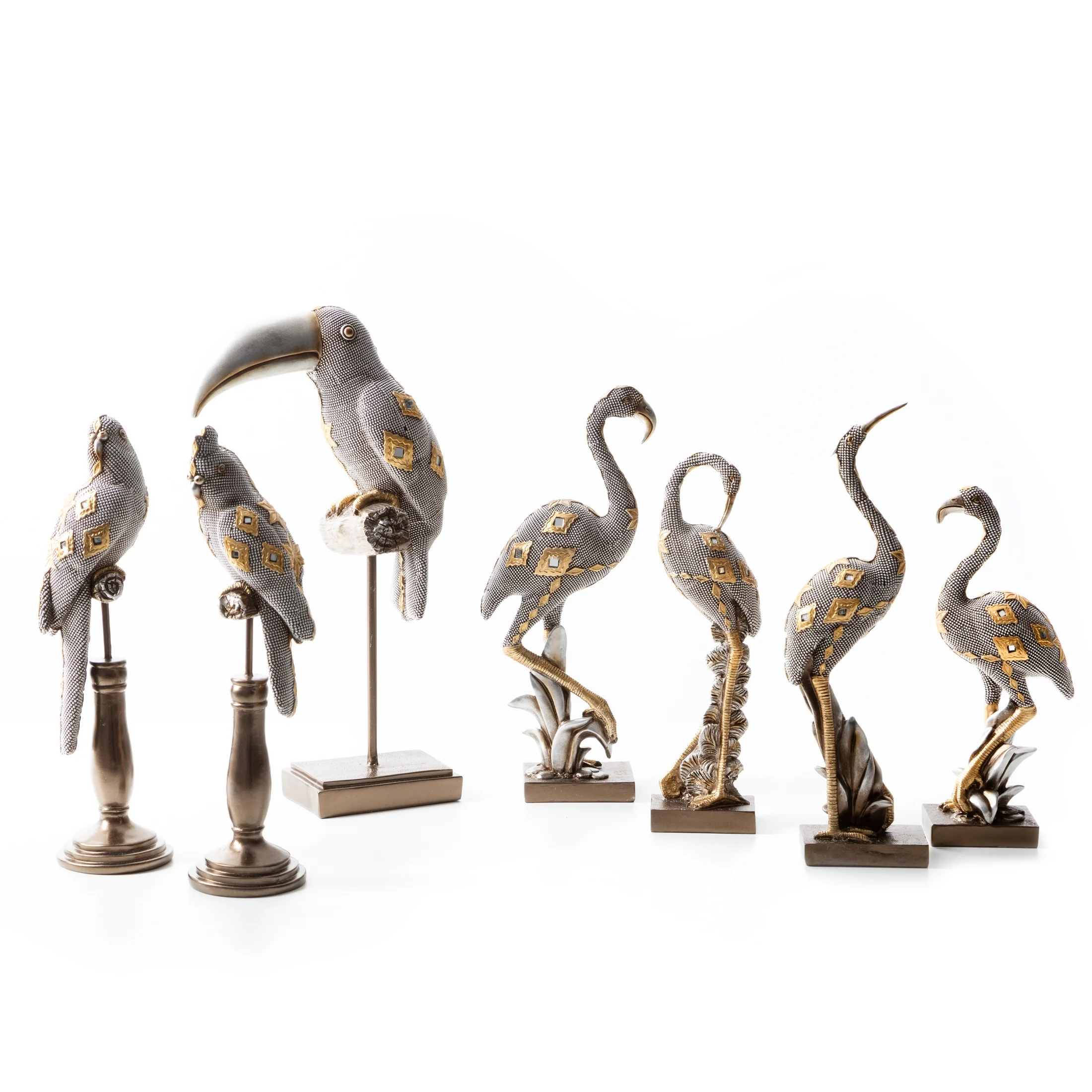 KALI SREBRNA FIGURKA DEKORACYJNA FLAMING W NOWOCZESNYM STYLU 15x8x36 cm EUROFIRANY