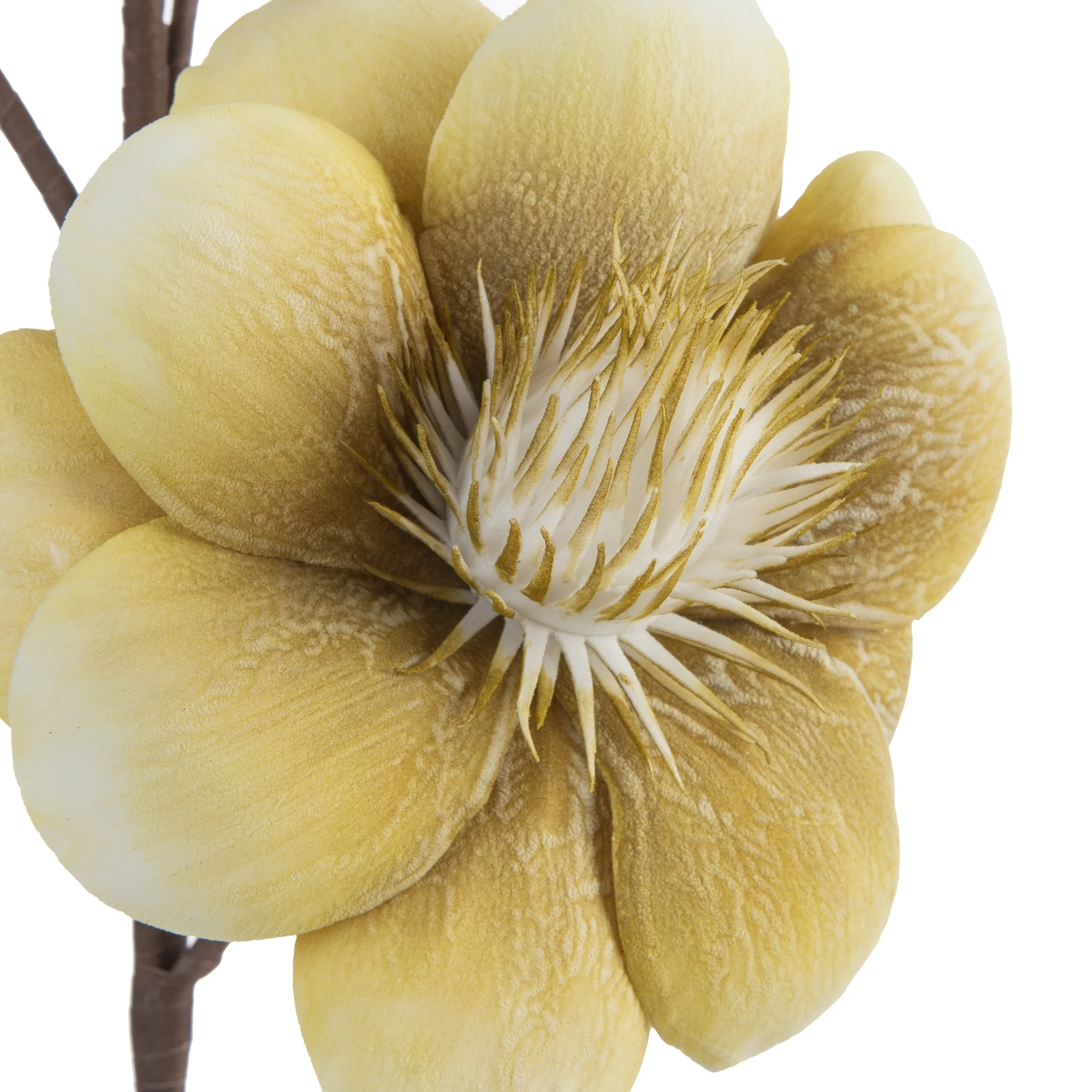 Gałązka sztuczna kwitnącej magnolii oliwkowa z plastycznej pianki foamirian 97 cm