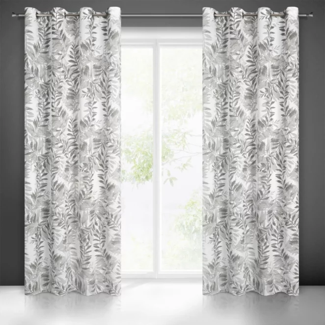 Zasłona naturalna w stalowe liście 140x250 cm przelotka HARIET Eurofirany