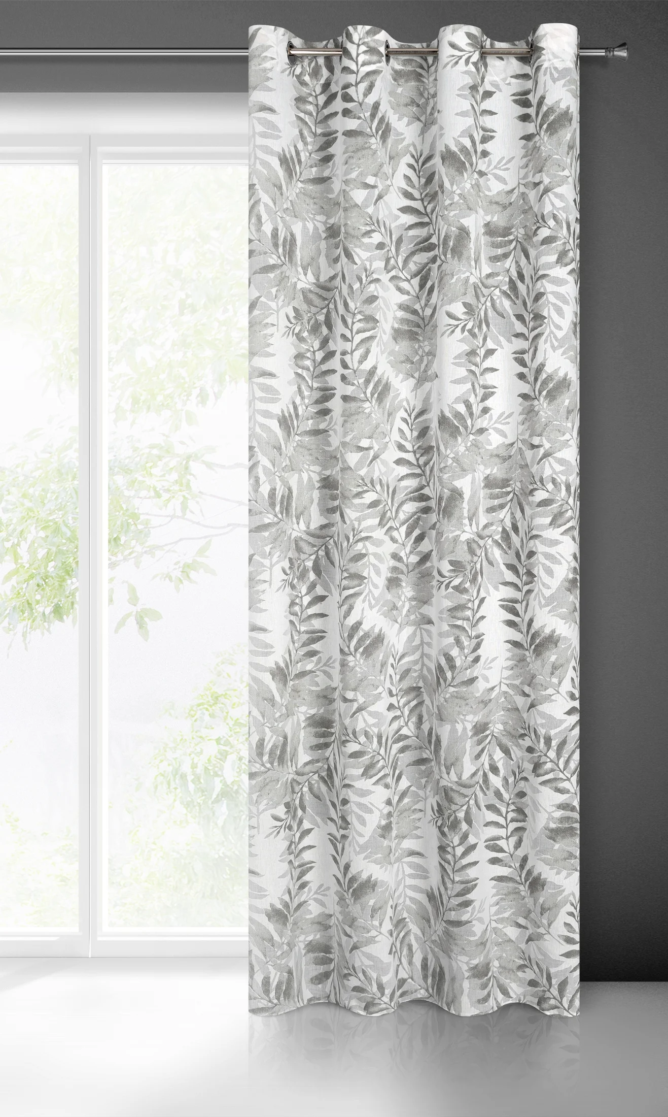 Zasłona naturalna w stalowe liście 140x250 cm przelotka HARIET Eurofirany