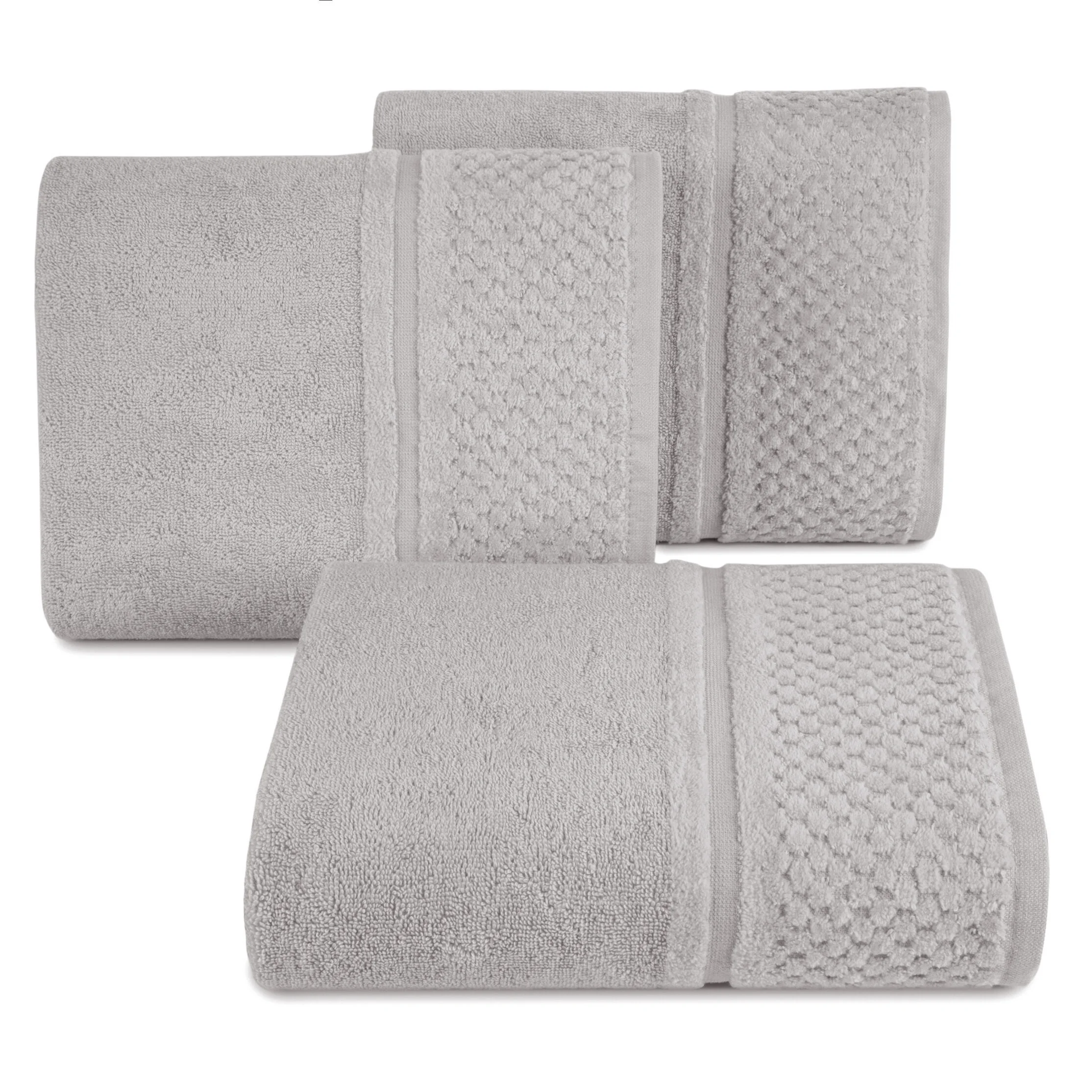 Ręcznik kąpielowy 50x90 cm bawełniany kolor stalowy z efektowną bordiurą 550 g/m2 IBIZA Eurofirany