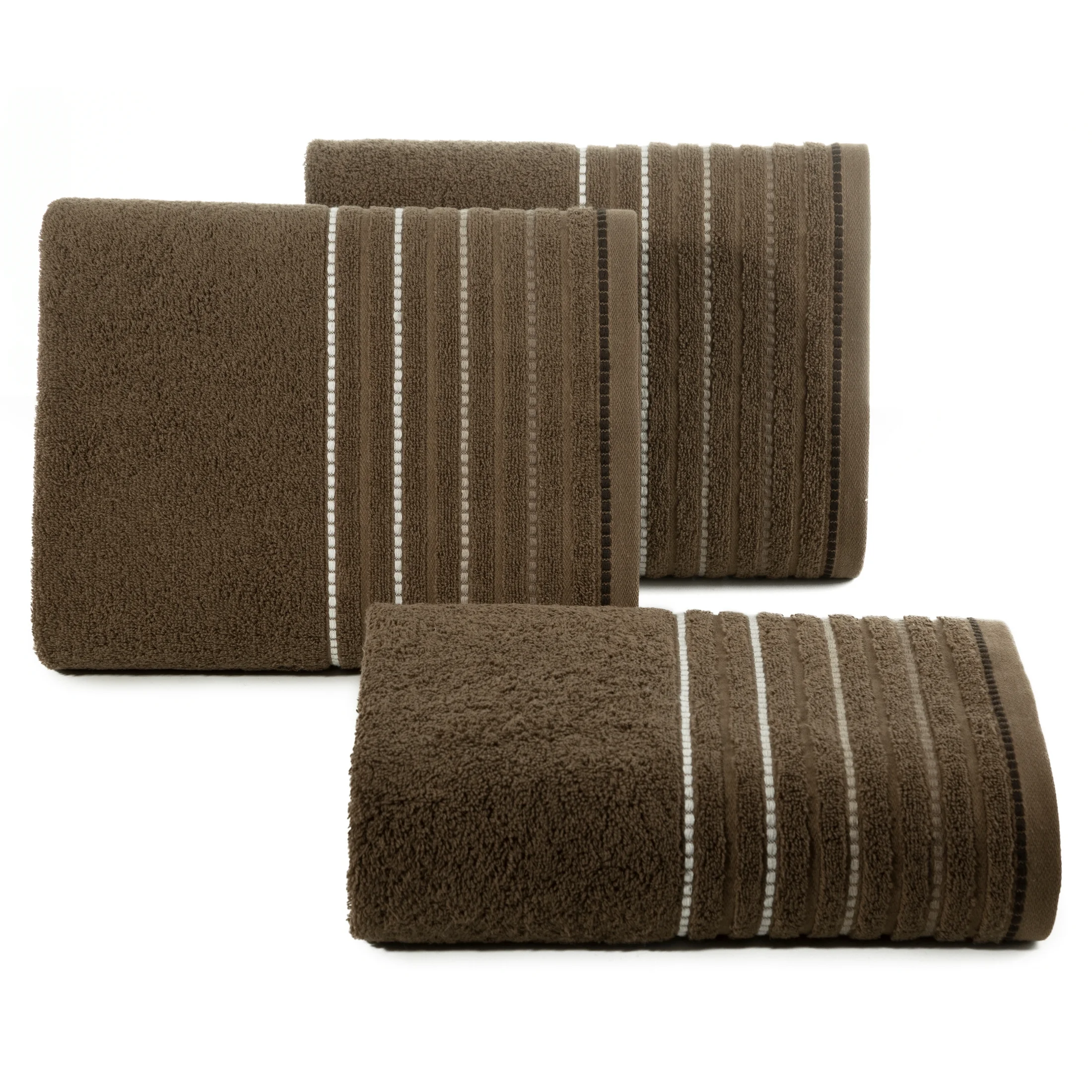 Ręcznik kąpielowy 70x140 cm bawełniany z delikatną bordiurą kolor brązowy 450 g/m2 IZA Design 91 Eurofirany
