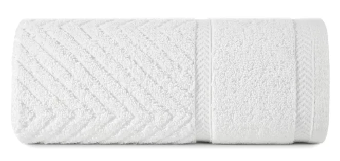 Ręcznik kąpielowy 50x90 cm bawełniany kolor biały ze wzorem zygzaka 500 g/m2 KALIA Reina Line Eurofirany