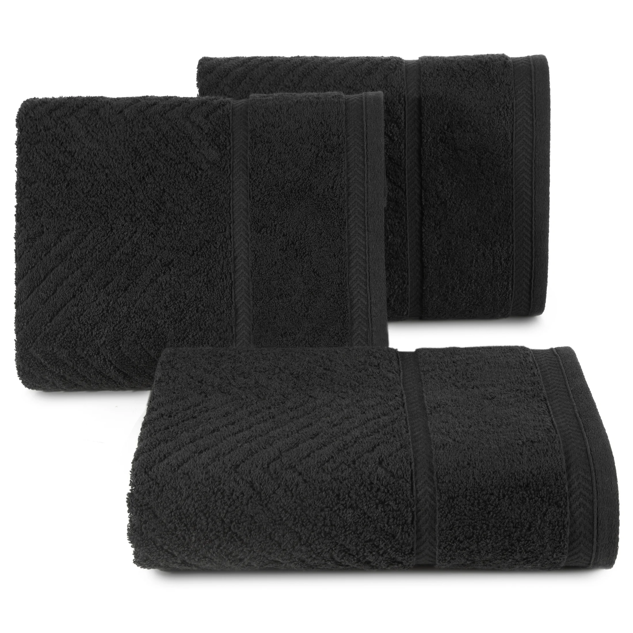 Ręcznik kąpielowy 50x90 cm bawełniany kolor czarny ze wzorem zygzaka 500 g/m2 KALIA Reina Line Eurofirany