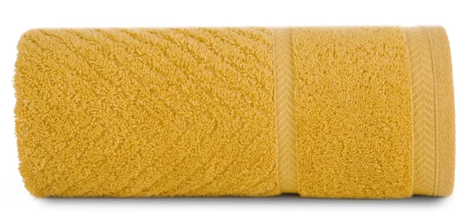 Ręcznik kąpielowy 50x90 cm bawełniany kolor musztardowy ze wzorem zygzaka 500 g/m2 KALIA Reina Line Eurofirany