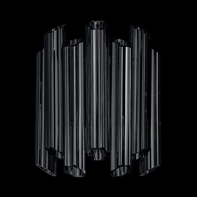 Kinkiet - lampa ścienna do pokoju grafitowa z szklanymi zawieszkami z dymionego szkła 32 x 32 x 38 cm DANA Eurofirany