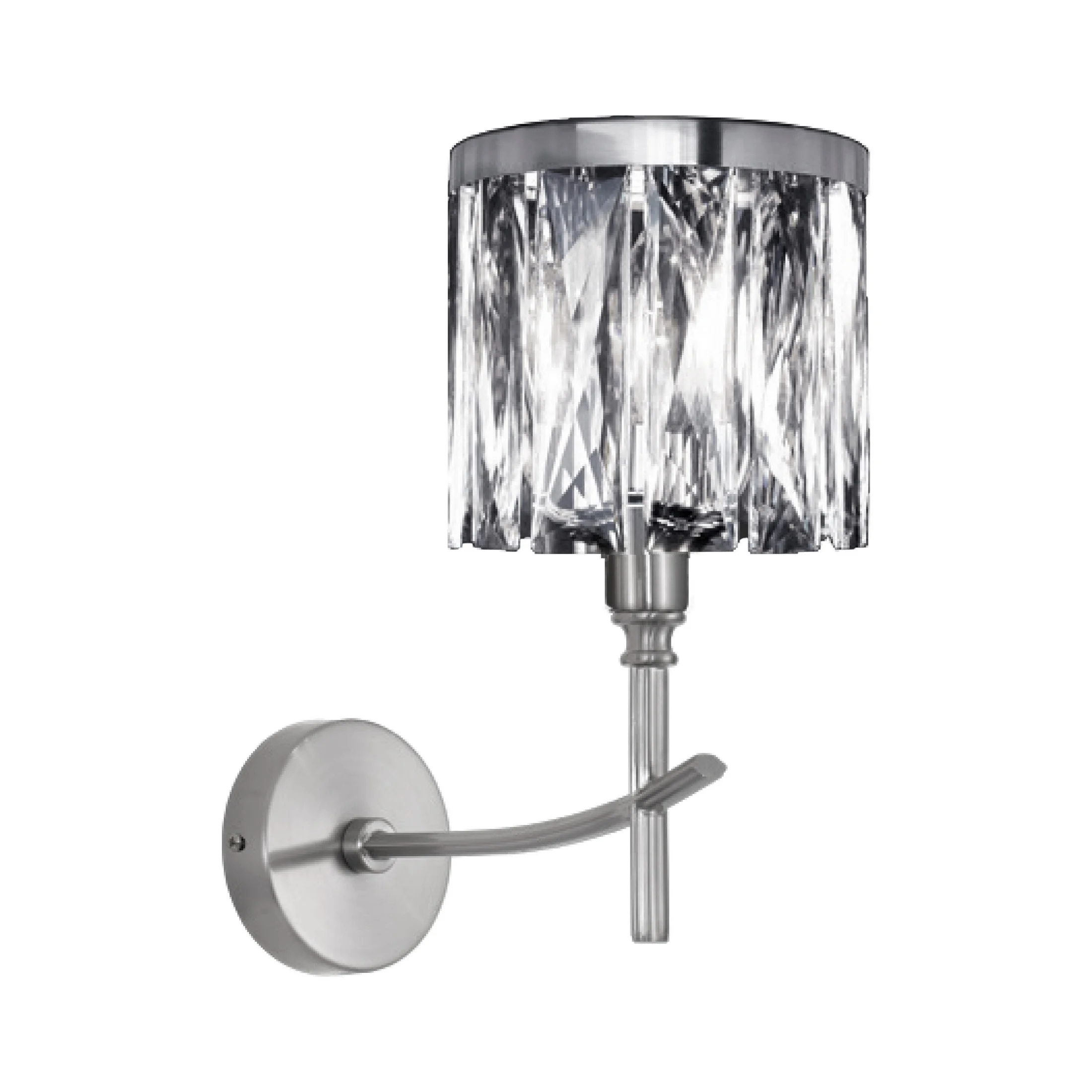 Kinkiet - lampa ścienna do salonu srebrna KRYSTAL zdobiona kryształkami Eurofirany