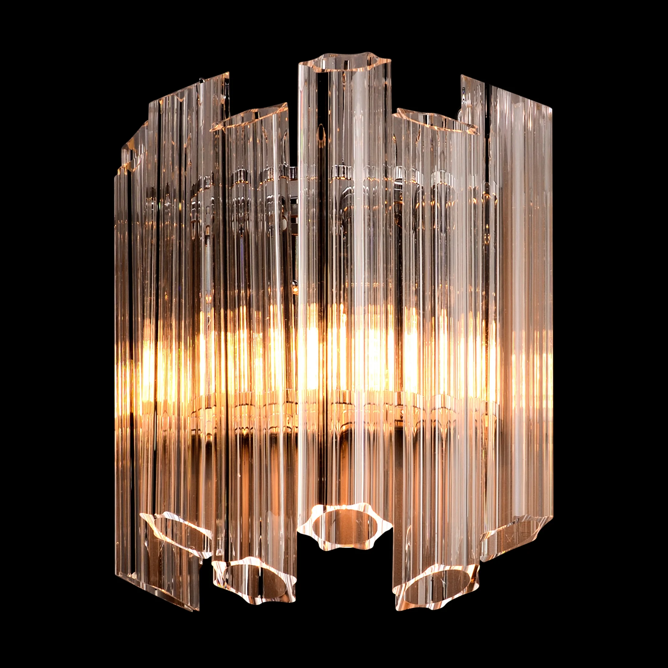 Kinkiet -lampa wisząca do salonu srebrna DANA ścienna z szklanymi zawieszkami 38 x 32 cm DANA Eurofirany
