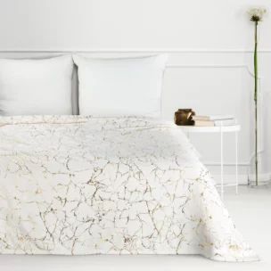 Koc 150x200 cm kremowo, złoty z połyskującym nadrukiem marmurku GLAMO DESIGN 91 Eurofirany