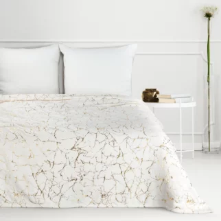 Koc  150x200 cm kremowo, złoty z połyskującym nadrukiem marmurku GLAMO DESIGN 91 Eurofirany