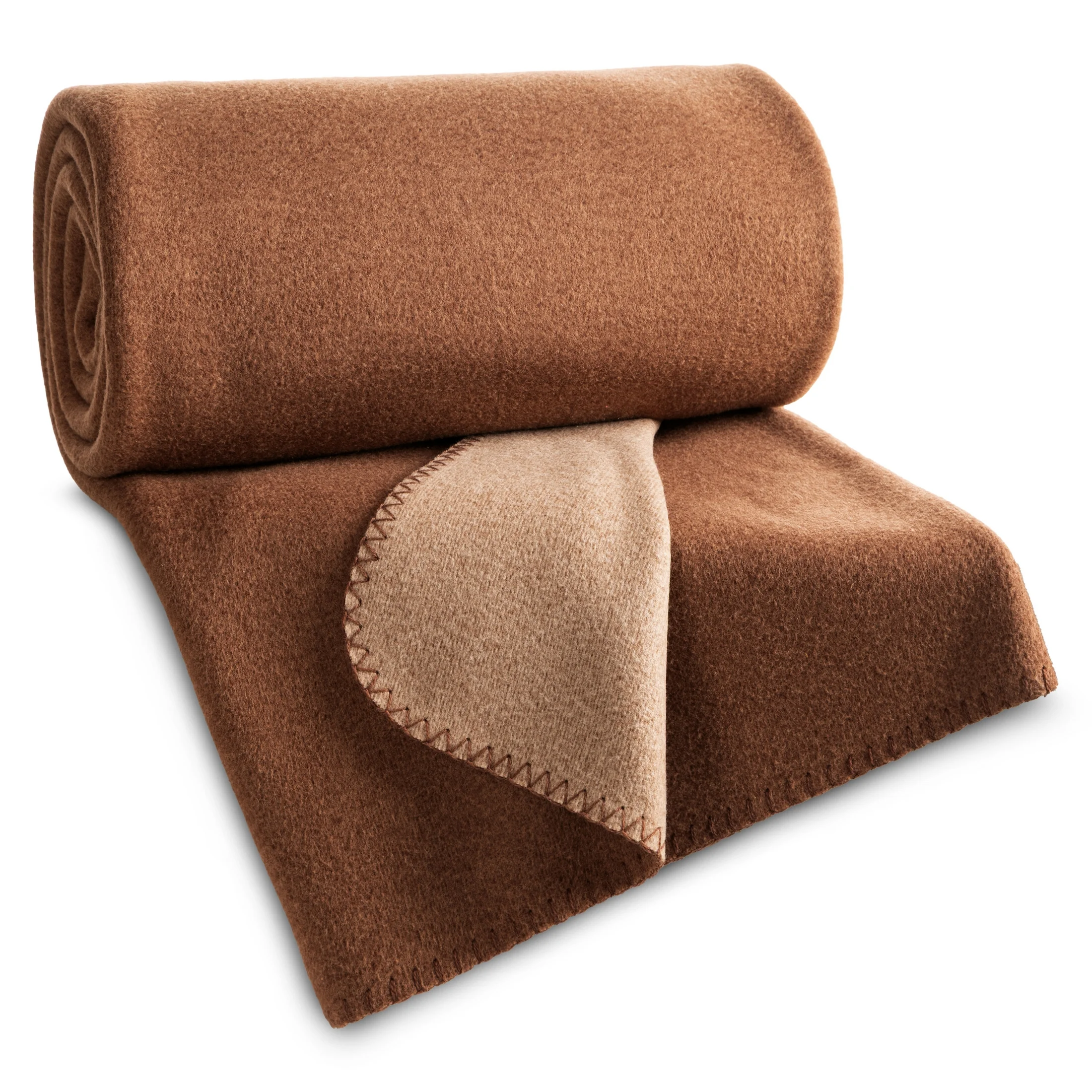 Koc 150x200 cm rudy, kremowy dwustronny z eleganckim obszyciem VERA Eurofirany
