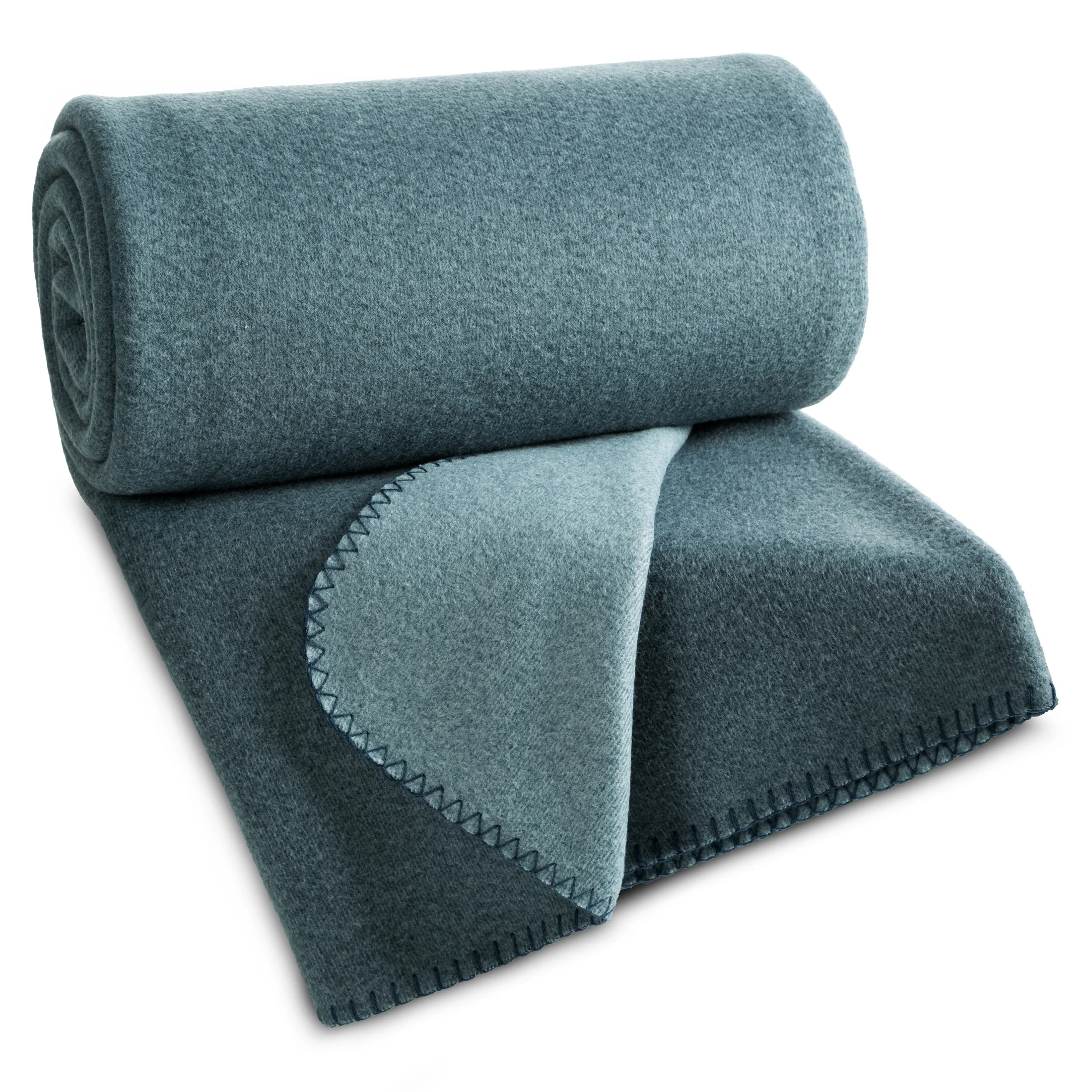 Koc 200x220 cm niebieski, jasnoniebieski dwustronny z eleganckim obszyciem VERA Eurofirany