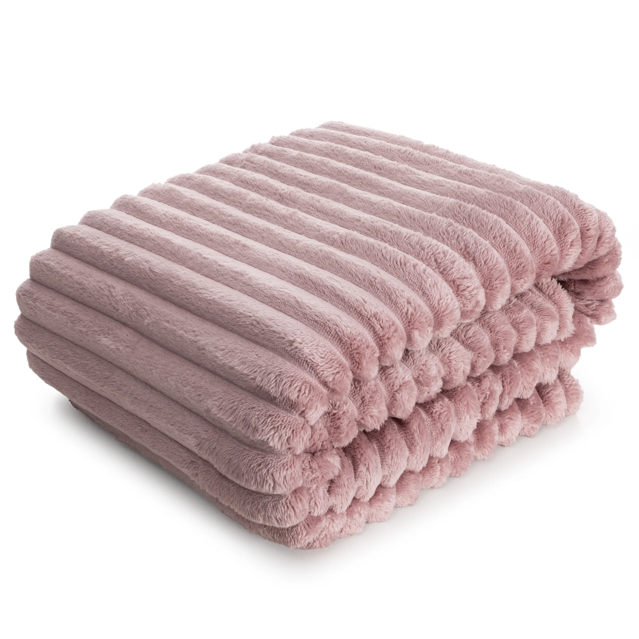Koc flano 200x220 cm pudrowy róż zdobiony wytłaczanym wzorem z efektem 3D SOFT DESIGN 91 Eurofirany