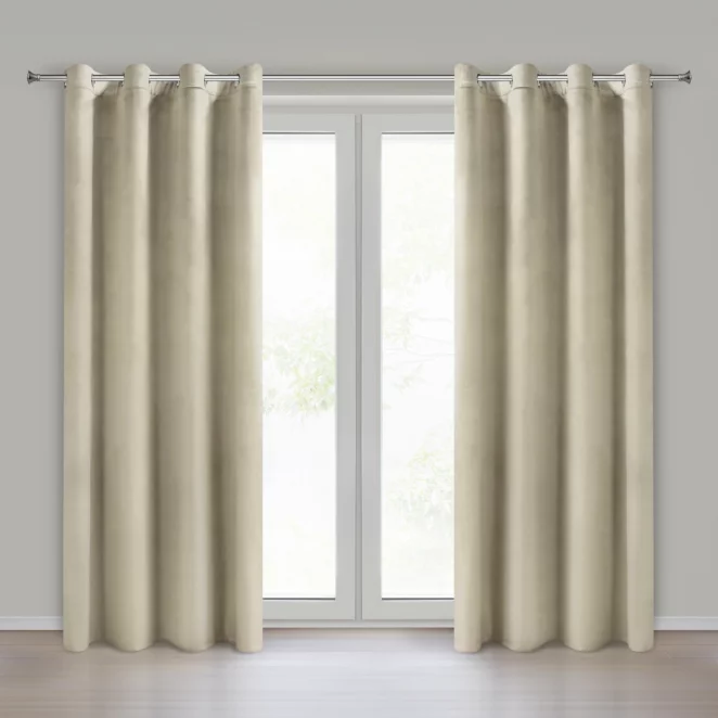 Komplet 2 szt. zasłon kremowych z welwetowej tkaniny 140x250 cm przelotki - DARLA Eurofirany