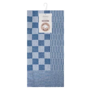 Komplet ściereczek kuchennych 2szt 50x70 cm bawełniany kolor niebieski zdobionych motywem szachownicy 200 g/m2 MAURO Eurofirany