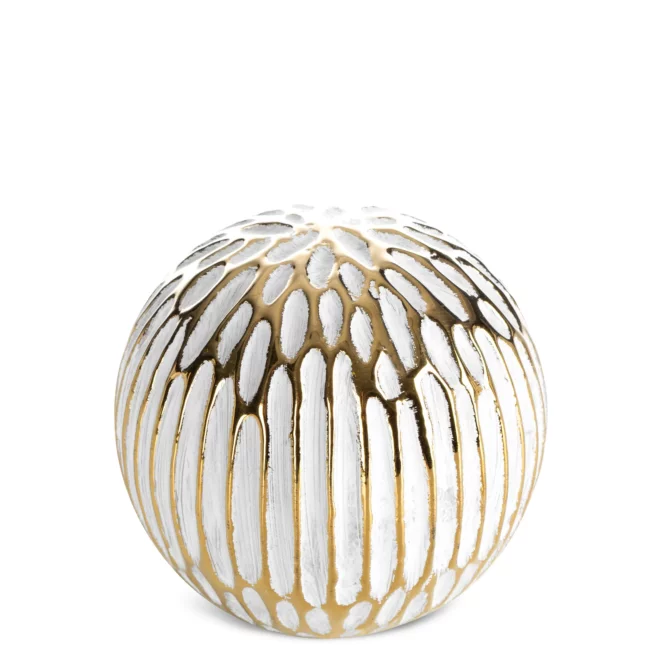 Kula ceramiczna biało, złota o ozdobnej fakturze średnica 9x9 cm ANDREA Eurofirany