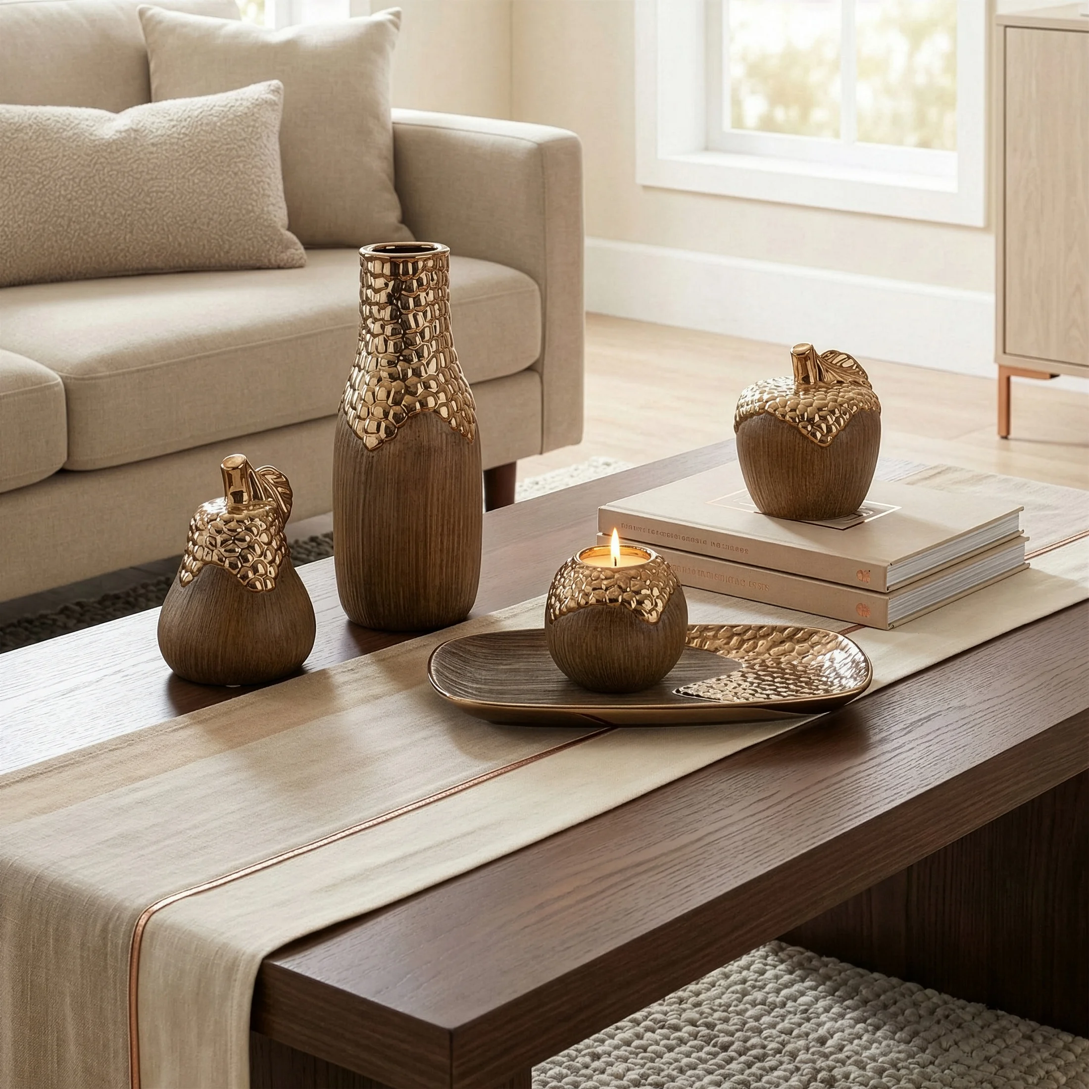Kula dekoracyjna jasnobrązowo, złota 10 cm NEVIA Eurofirany
