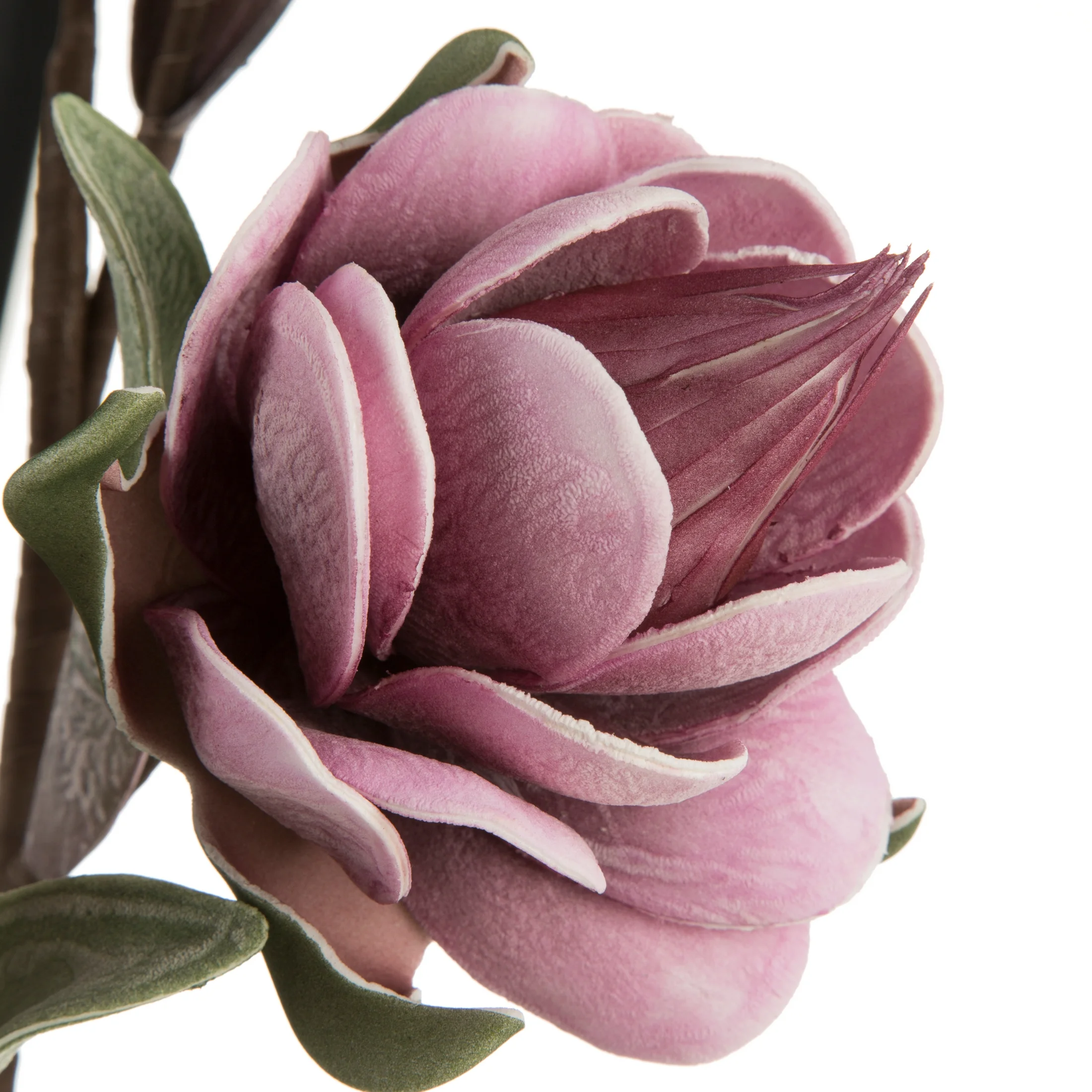 Kwiat sztuczny magnolii fioletowy z plastycznej pianki foamirian 91 cm