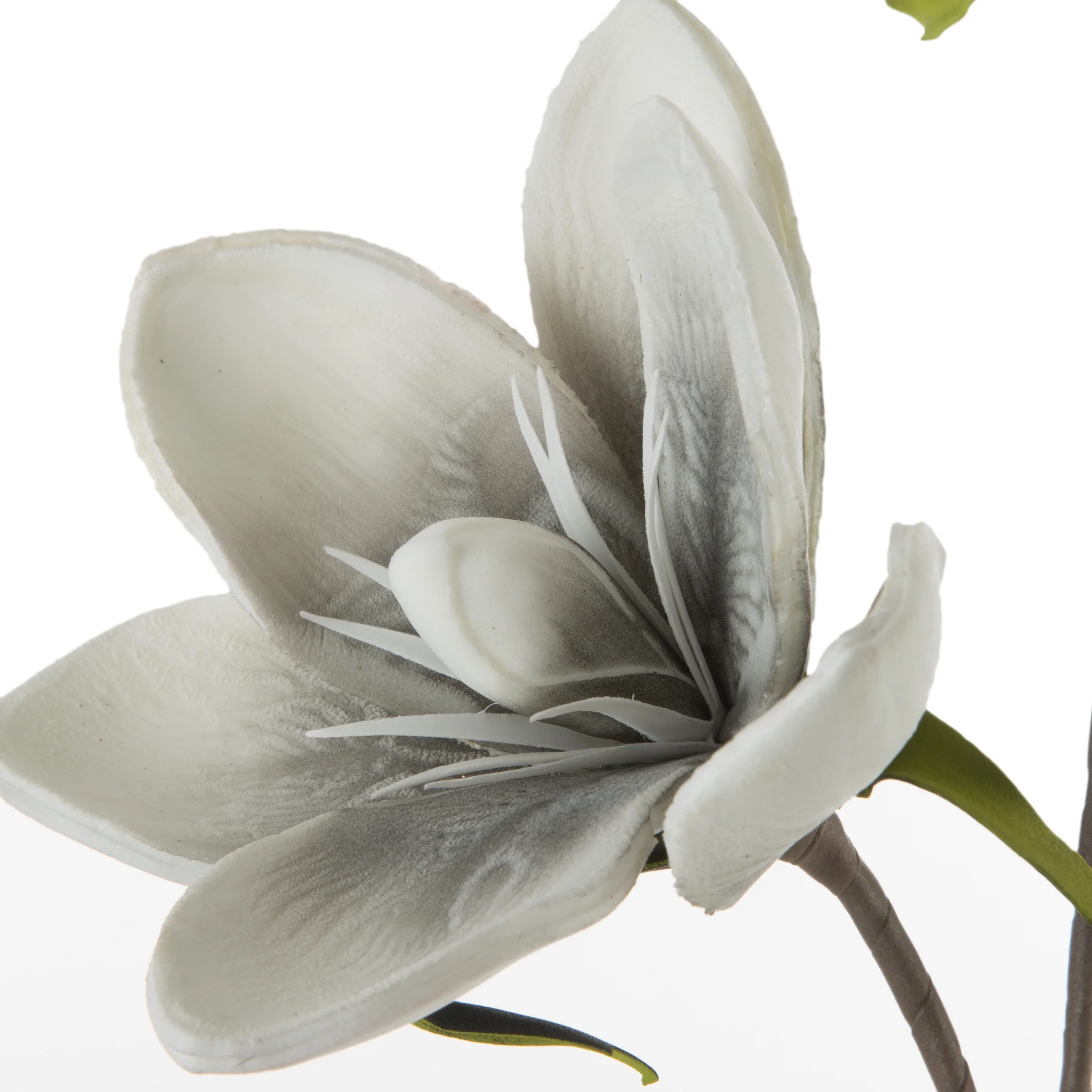 Kwiat sztuczny magnolii popielato, biały z pianki foamirian 70 cm Eurofirany