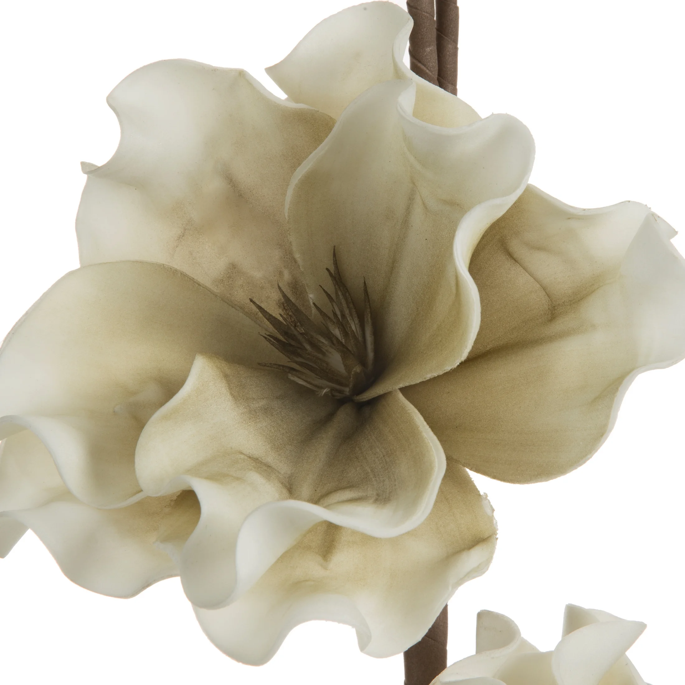 Kwiat sztuczny oliwkowo, biały z plastycznej pianki foamiran 74 cm