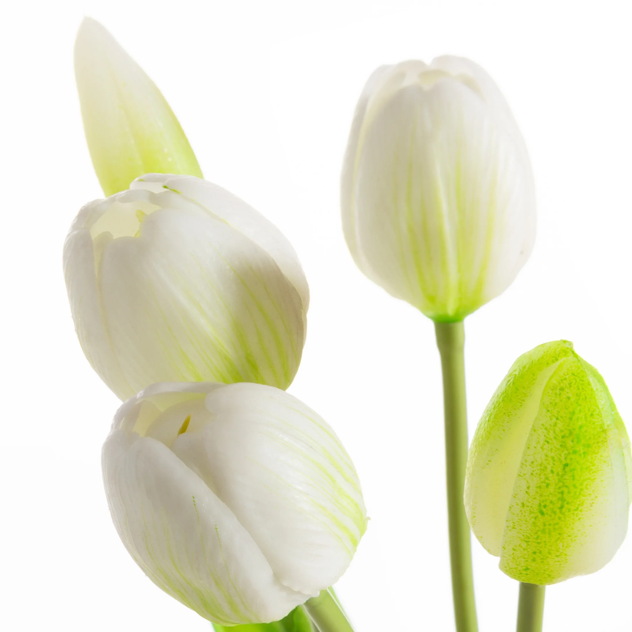 Kwiat sztuczny tulipan biało, zielony 41 cm