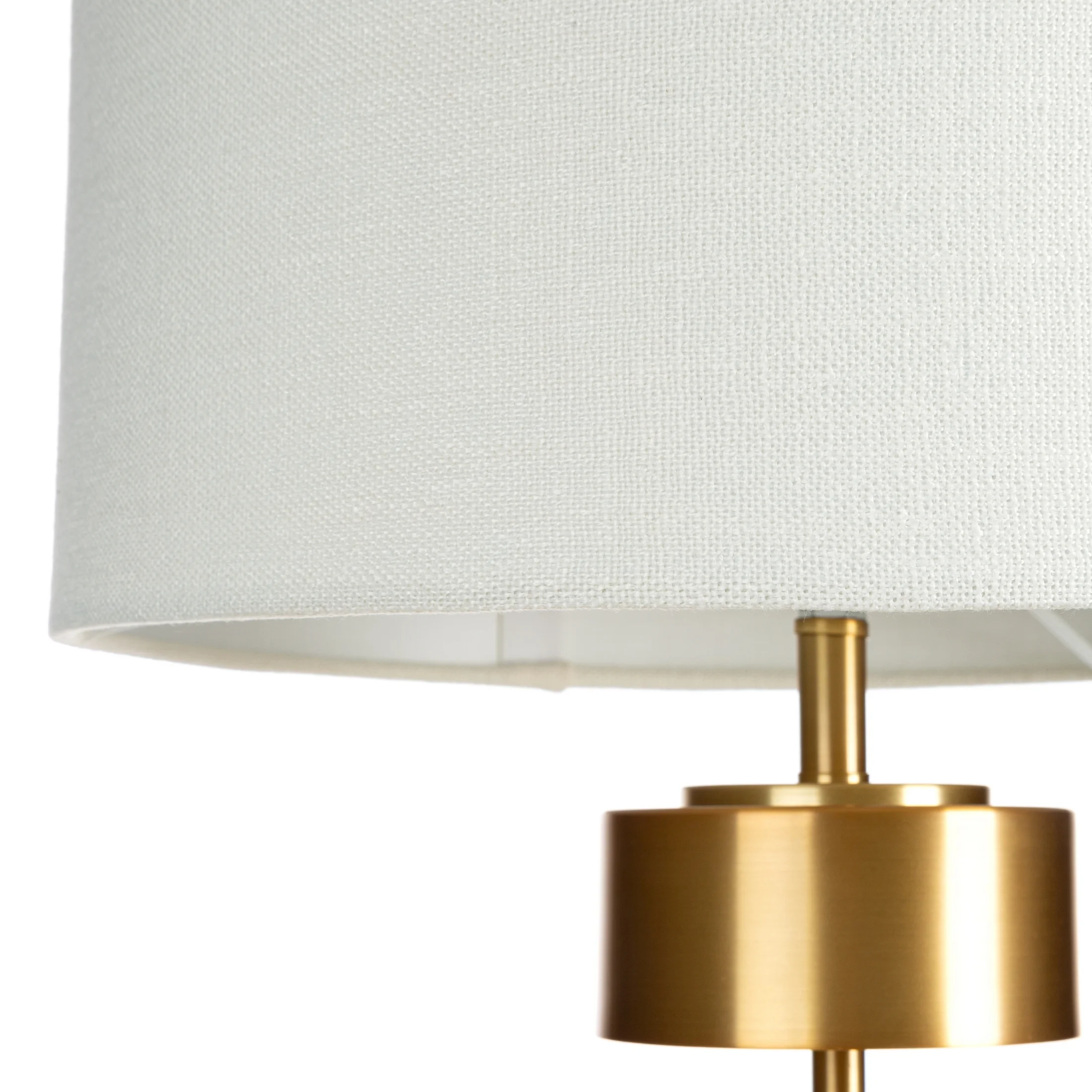 Lampa stołowa do salonu biało, złota ANGEL o designerskim kształcie z matowym abażurem Eurofirany