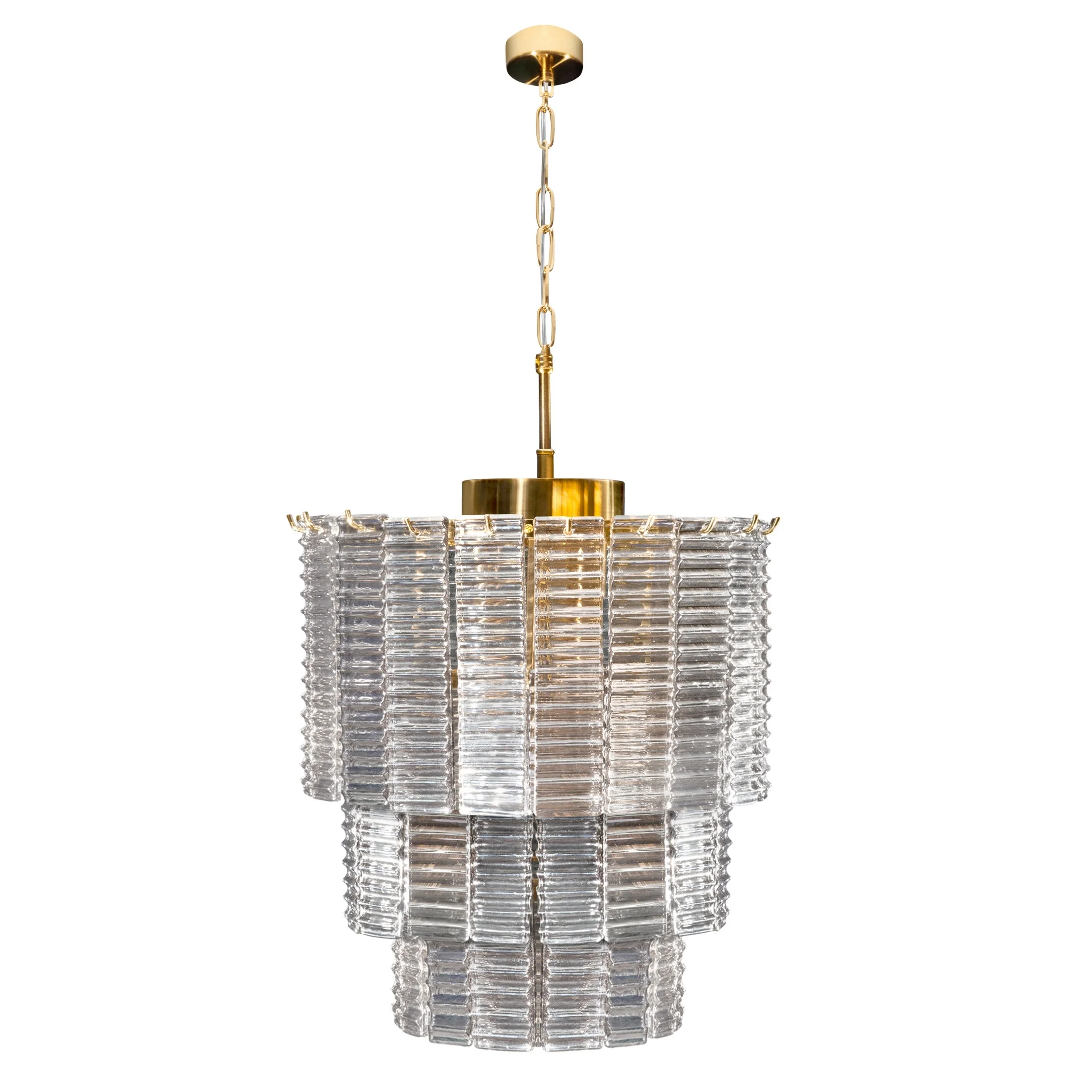Lampa wisząca do salonu złota z luźno zwisającymi szklanymi prostokątami 42 x 50 cm DALIA Eurofirany